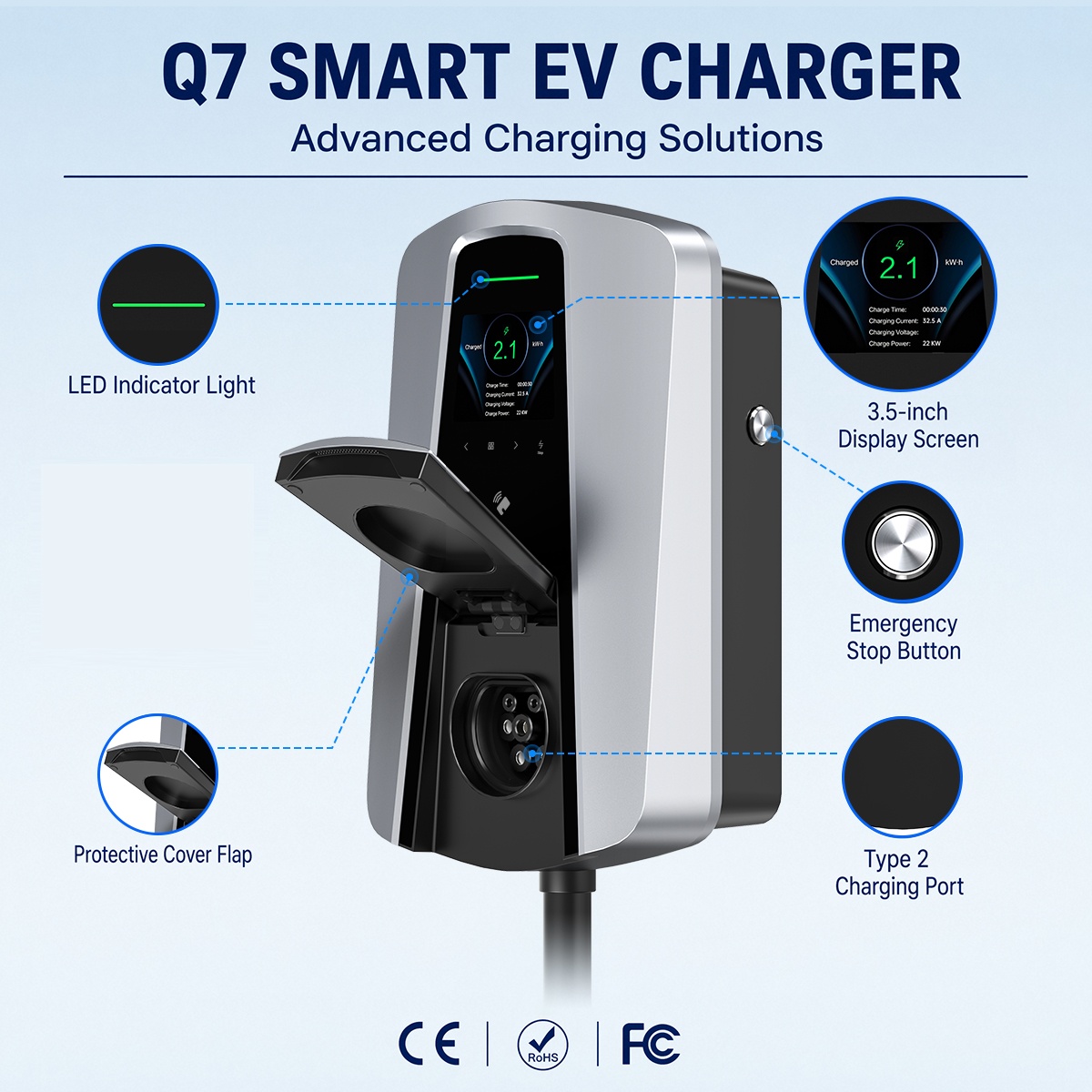 7.4KW Type2 EV Charger Socket  - Wallbox Ev review and price