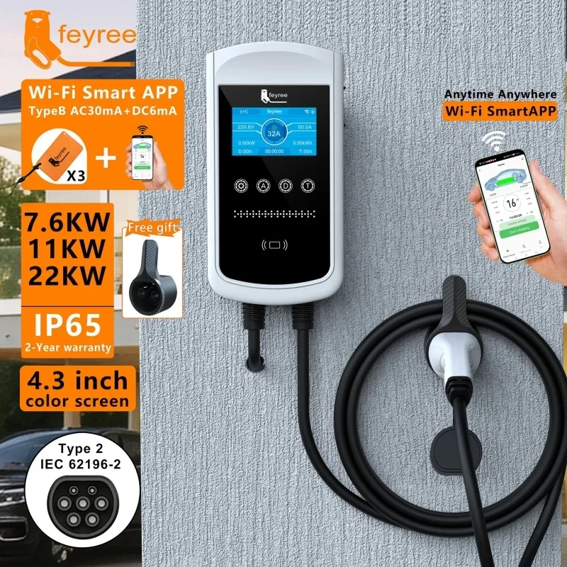Feyree Type2 EV Charger 32A 7. - Wallbox Ev review and price